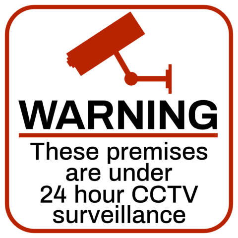 Surveillance Warning With CCTV Camera Symbol Template